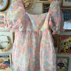 Pastel Multicolor Puff Dress -Selkie Inspired